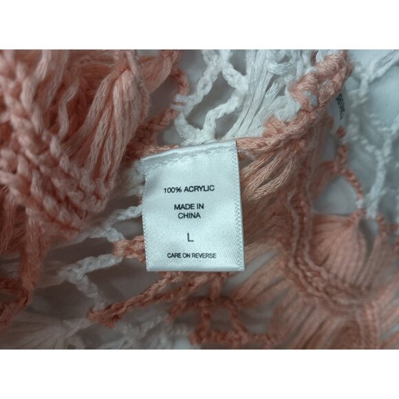 Vintage Y2K Soho Womens Top Large White Orange Crochet Sheer BOHO Cottagecore - Picture 5 of 8